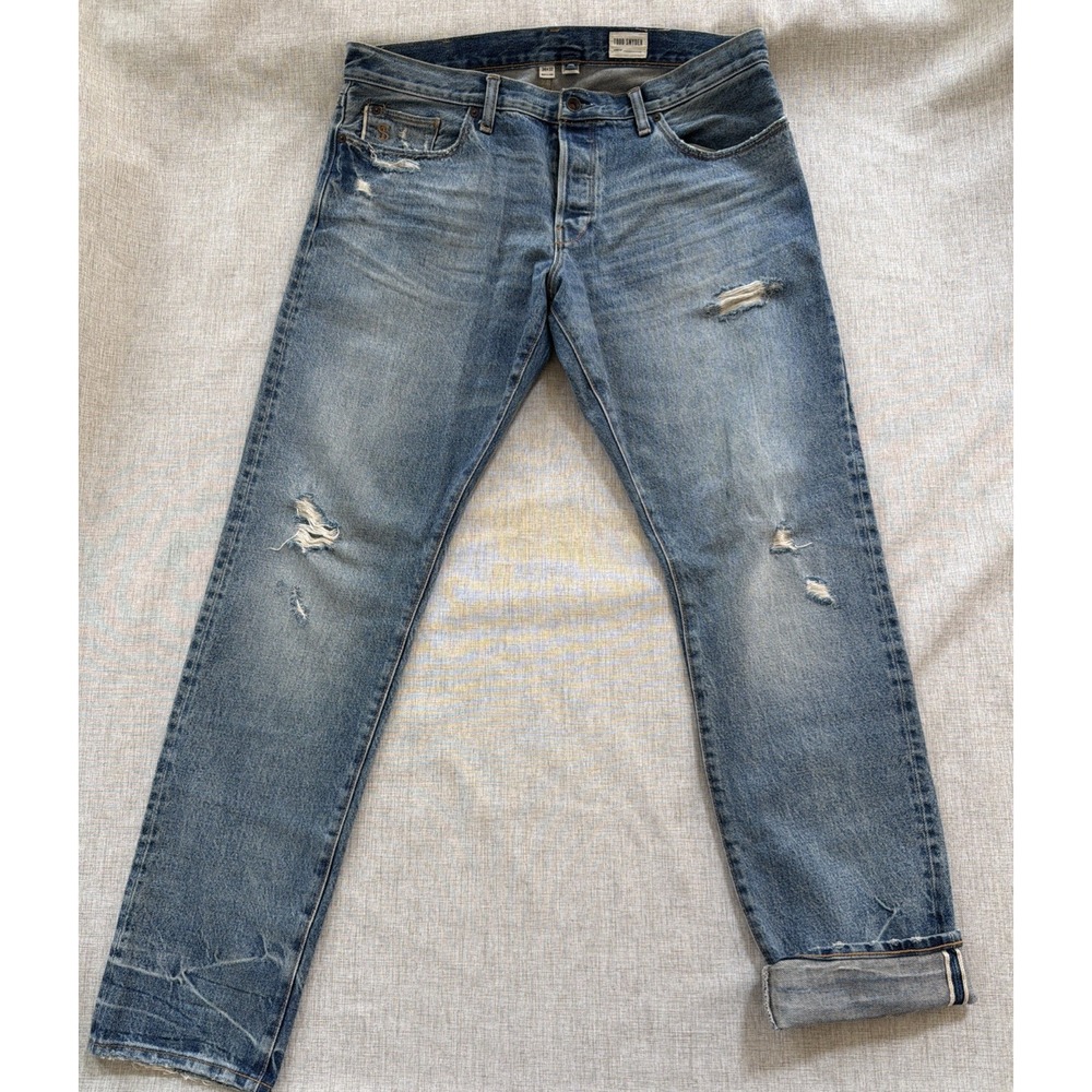Todd Snyder Selvedge Jeans 34X32 Japanese Denim Button Fly Wash Distressed